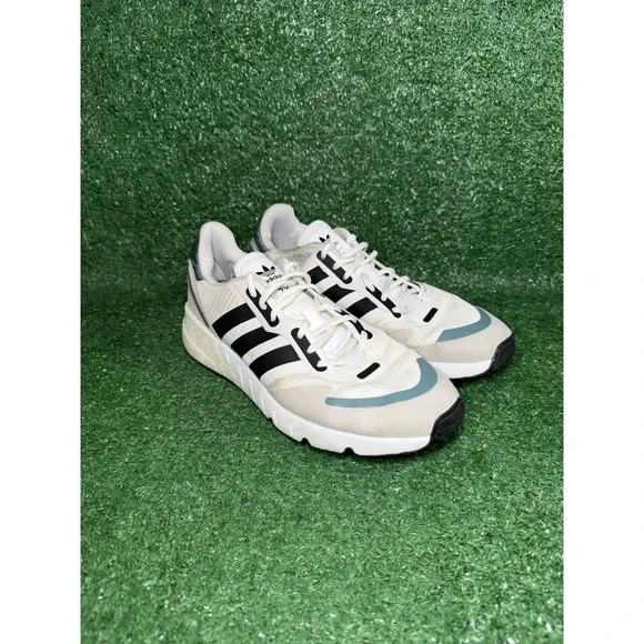 Adidas Mens Size 9.5 ZX 1K Boost White Running Shoes Walking Comfort Sneakers - Picture 2 of 9